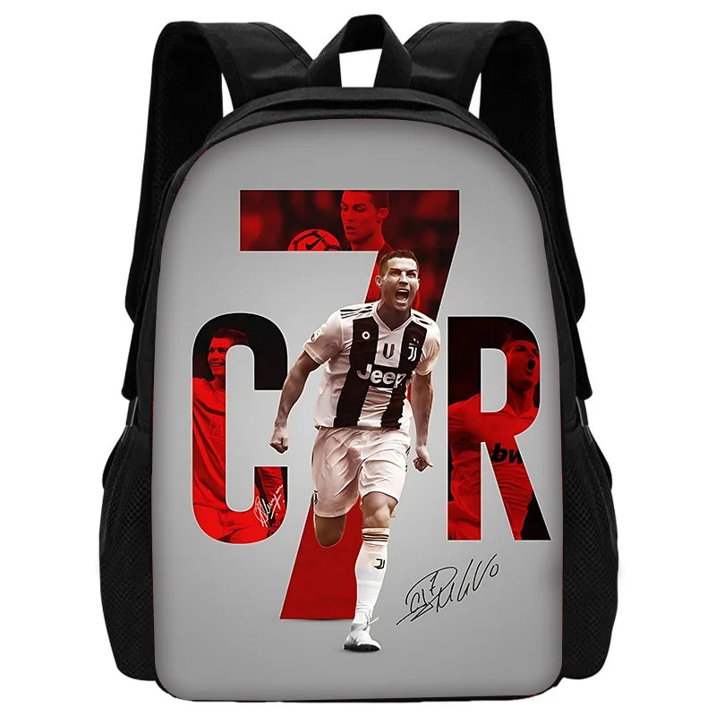 Child School Football R-RonaldoS CR7 Backpack with Lunch Bags ,Pencil Bags ,School Bags for Boys Girls Best Gift