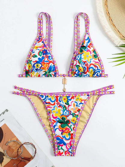 Floral Printed Bikinis 2026 Brazilian Bikini Women Swimwear Female Swimsuit Two-pieces Bikini Set Bathing Suit Swim Beach Wear