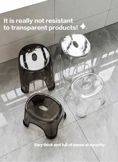 Acrylic Bathroom Shower Non-slip Stool Transparent Small Low Stool for Kids Home Living Room Bathroom Simple Modern Furniture