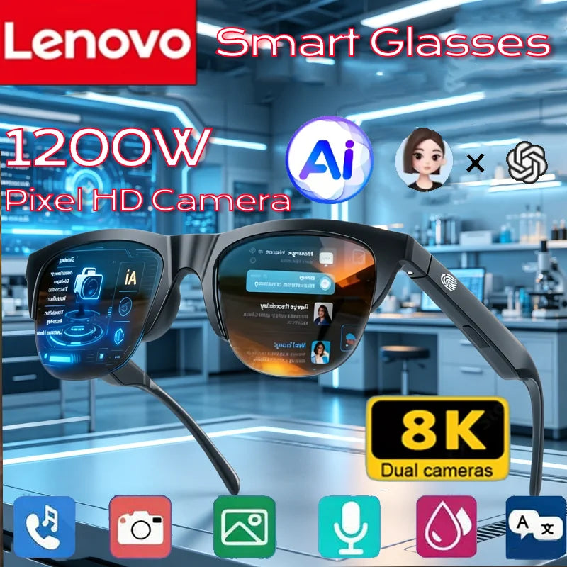 Lenovo AI Smart Glasses AI Translation HD Hands-Free Calling  AI Chat Logging Music Playback 8K Smart Sunglasses 2026 New