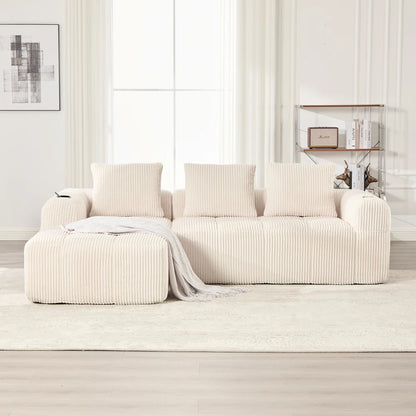 Compact Sofa Soft, Modular Sofa with Side Pocket and Beverage Holder, High Quality Comfort for Long Sitting, Incl. Pillows