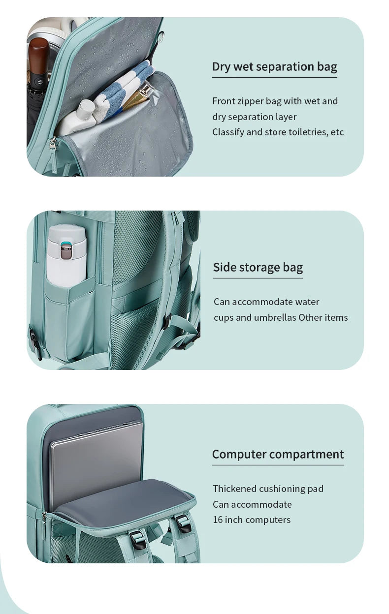 Women Laptop Backpack 15.6inch Teenage girl USB charging school Backpack Independent Shoe bag travel Backpack outdoor Backpack