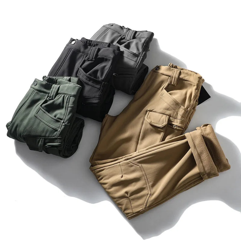 5XL 6XL Winter Waterproof Tactical Jackets Sets Men Outdoor Soft Shell Hiking Hunting Jacket Suit Fleece Cargo Pant Tracksuits