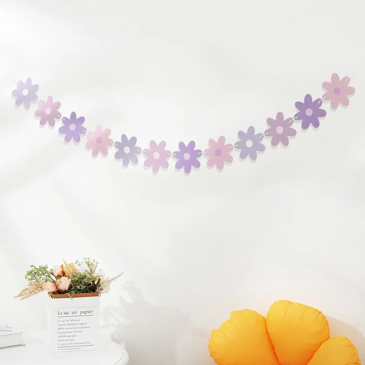 Rainbow Color Birthday Happy Party Banner Be Happy Hanging Banner Garland Daisy String Banner Wedding Banner Home Party Decor
