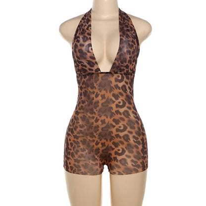 FAGADOER Sexy Mesh See Through Leopard Print Two Piece Sets Women Crop Top + Long Sleeve Coat + Shorts Outfits Female Clubwear