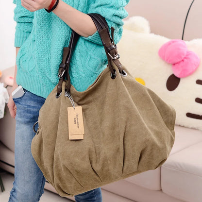 Casual Women Canvas Shoulder Bag Travel Messenger Bag Large Capacity Tote Top-handle Bag Women Crossbody Bags Sac A Mains Femme