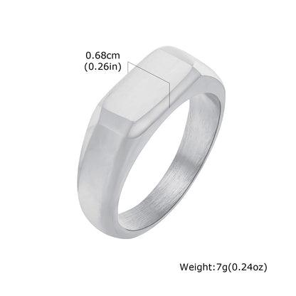 Square Signet Ring for Men Women,Gold Color Stainless Steel Ring Plain Band Ring,Statement Chunky Ring Band Thumb Ring