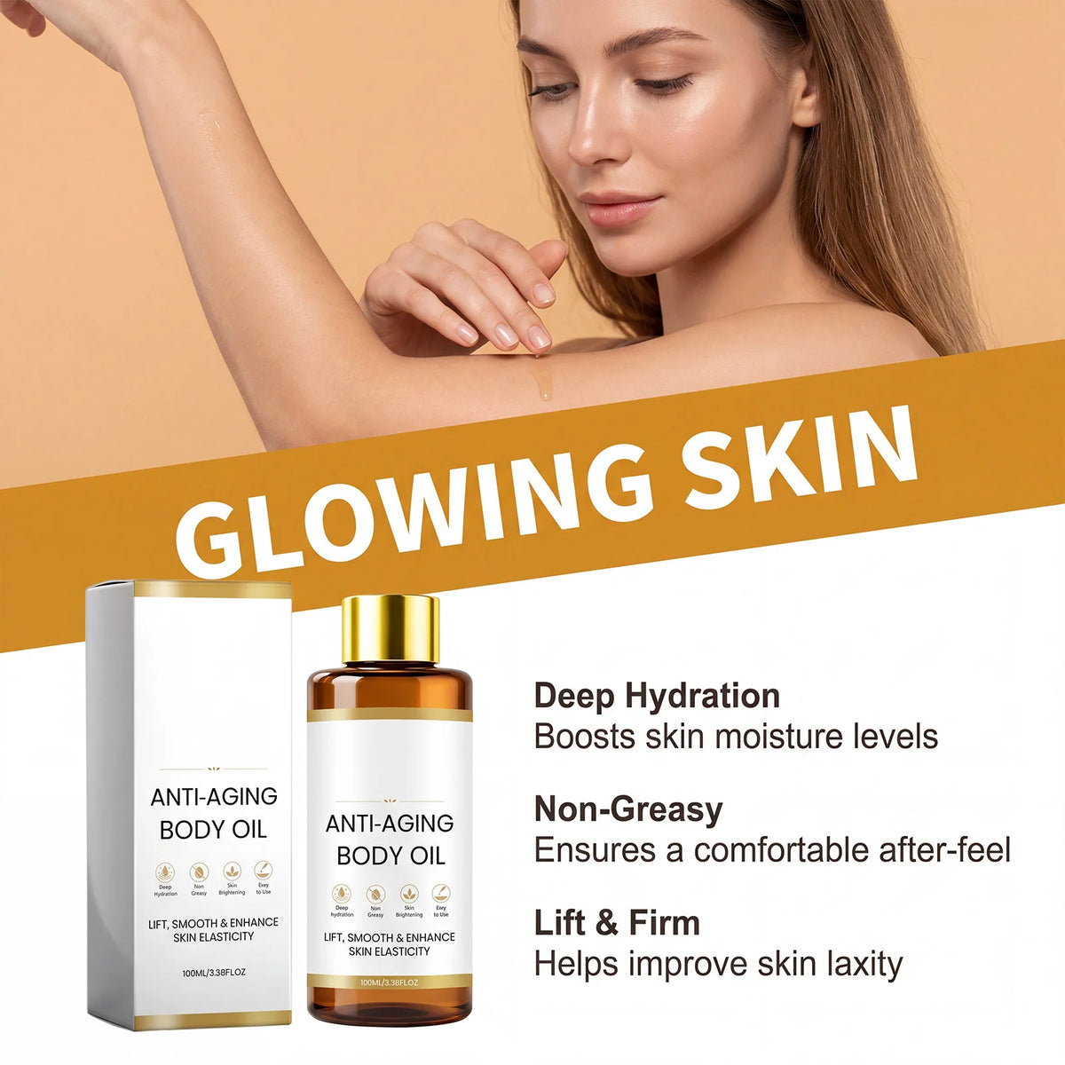Revitalizing Body Oil Improve Dull Skin Boost Skin Elasticity Brightening Lightweight Fast Absorbing Hydrating Body Massage Oil