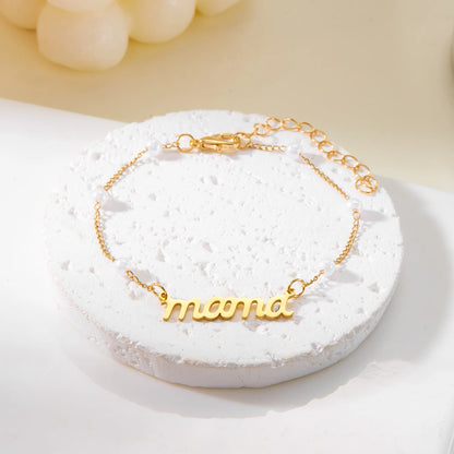 Imitation Pearl Letter Mama Pendant Bracelets Fashion Charms Stainless Steel Chains Bracelet for Women Jewelry Mother's Day Gift