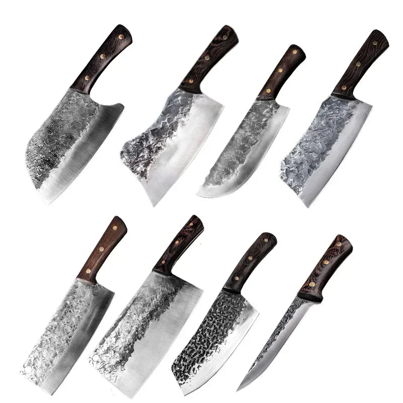 5CR15 Handmade Chopping Cleaver Butcher Knife High Carbon Steel Kitchen Chef Knife Sets Forged Blade Cooking Knives Set Cleaver