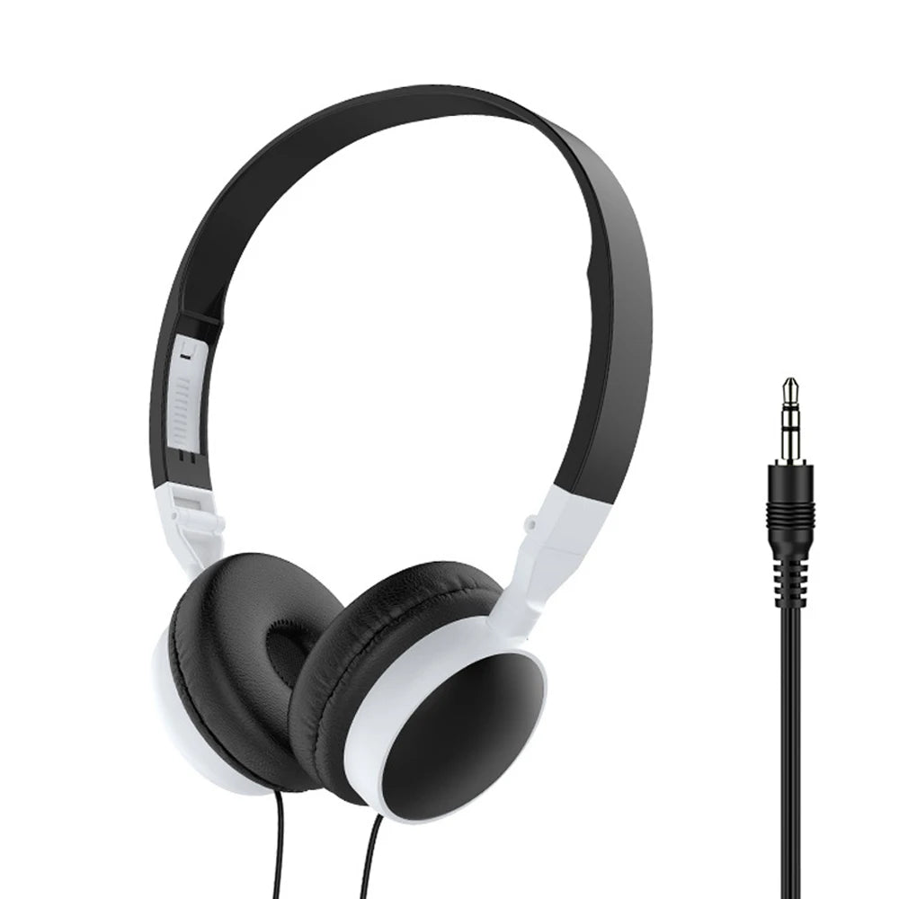 3.5mm Wired Headphones Foldable Adjustable Headphones Bass Stereo Fashion Music Earphones Supplies for MP3 Host All Smartphones