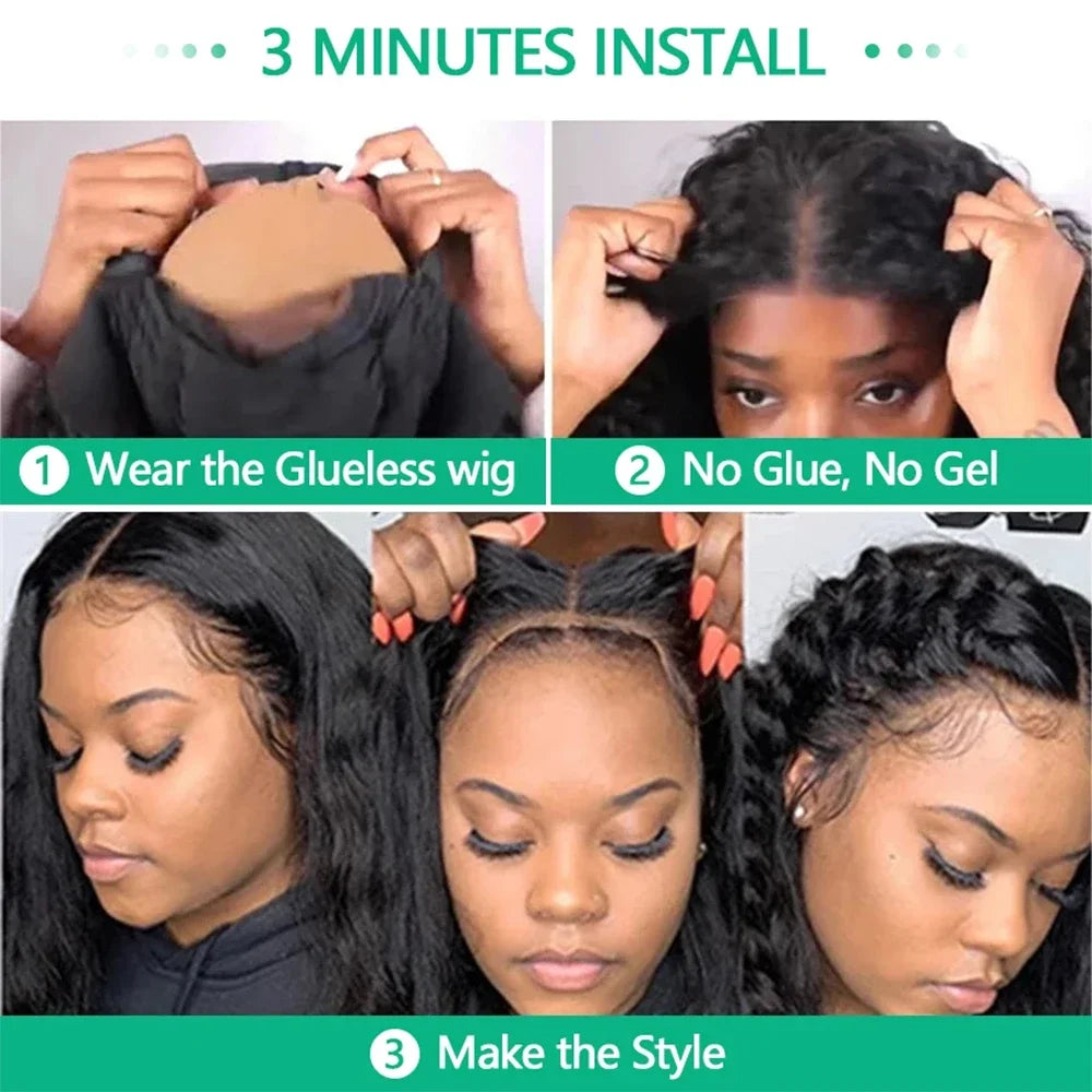 30" Water Wave Glueless Human Hair Wig – 6x4 Pre-Cut Lace