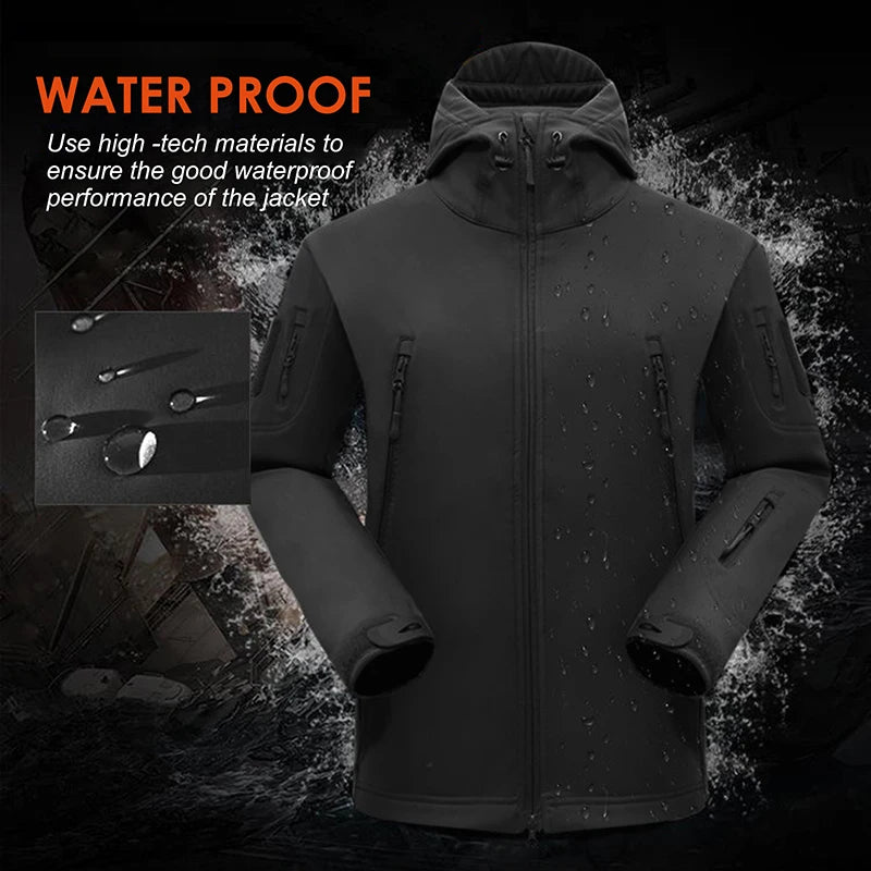 5XL 6XL Winter Waterproof Tactical Jackets Sets Men Outdoor Soft Shell Hiking Hunting Jacket Suit Fleece Cargo Pant Tracksuits