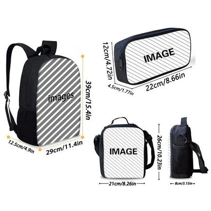 Child School Football R-RonaldoS CR7 Backpack with Lunch Bags ,Pencil Bags ,School Bags for Boys Girls Best Gift