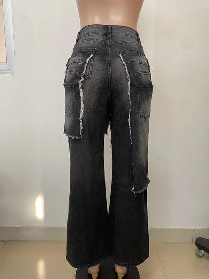 Streetwear Wide Leg Jeans Cargo Pants Sexy Women High Waist Elegant High Street Denim Loose Trousers