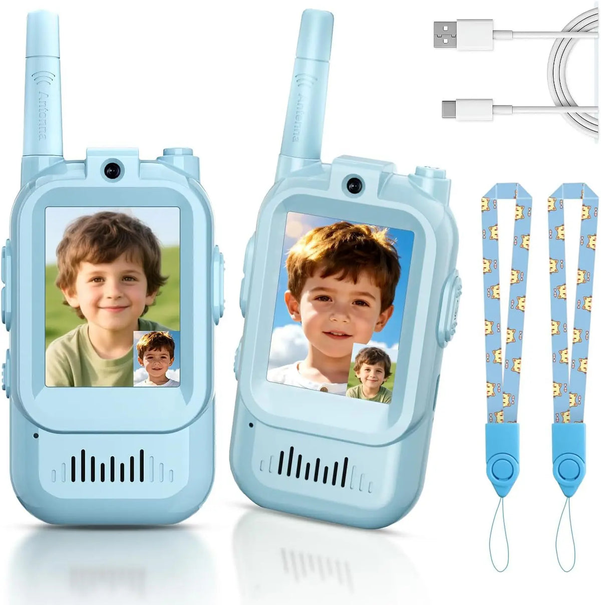 1Pair Kids Video Walkie Talkie Toy Rechargeable Interphone With HD Camera &amp; Voice Changer Educational Interactive For Boy Girl