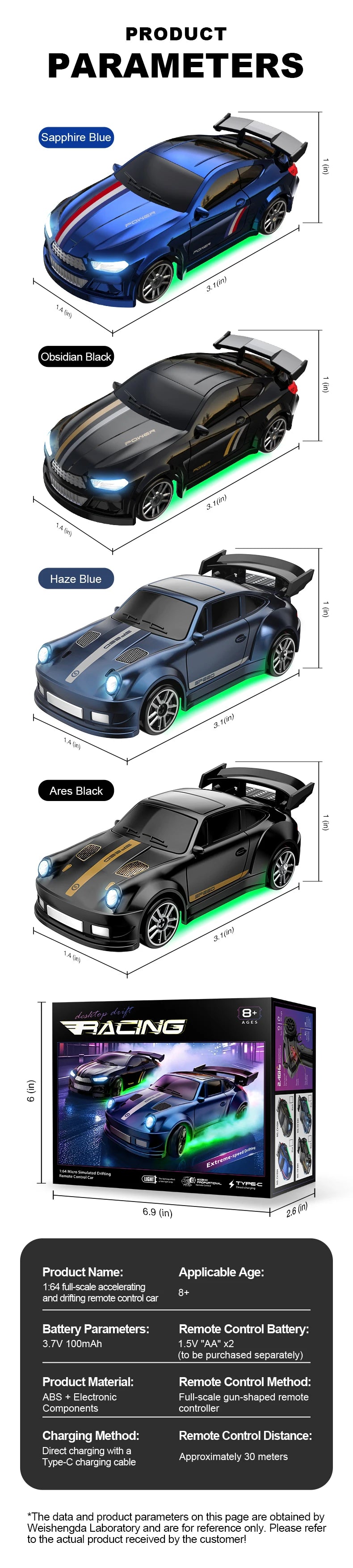 1:64 Mini desktop remote control car rc Professional four-wheel drive drift racing car Electric pocket car Children's toy