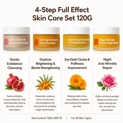 Complete Skincare Set With Day Night Eye Cream And Face Scrub