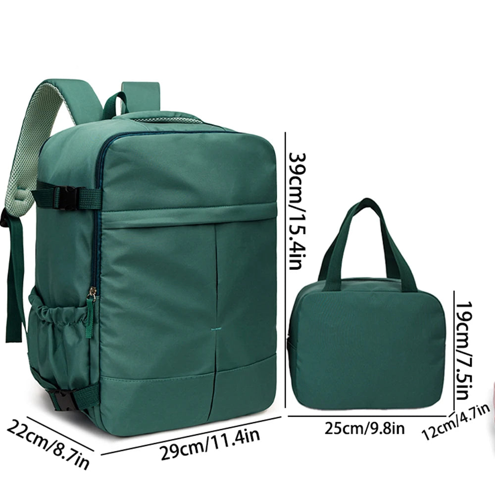 2-Piece 180 °   Full Opening Backpack & Tote Bag Set, Large Capacity Airline Approved Carry-On Luggage for Travel & Daily Use