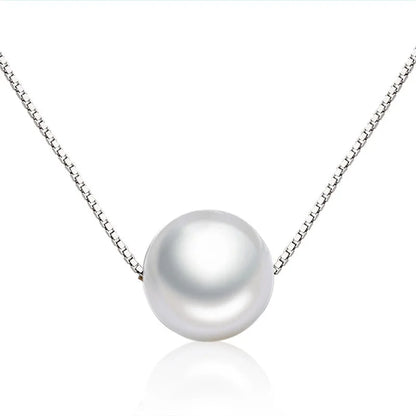 Exquisite Fashion 925 Sterling Silver Necklace Earrings Jewelry Set 10MM Pearl Accessories For Women Engagement Jewelry Gift