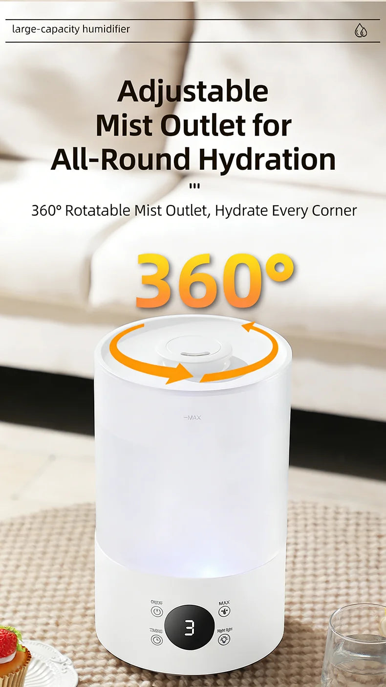 4L Large Capacity Air Humidifier with Remote Control Timer Plant Mist Aroma Diffuser for Home Office - Humidifier