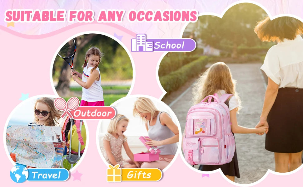 Kids Backpack for Girls - Middle School &amp; Elementary School - Kawaii Ita Backpack - Purple