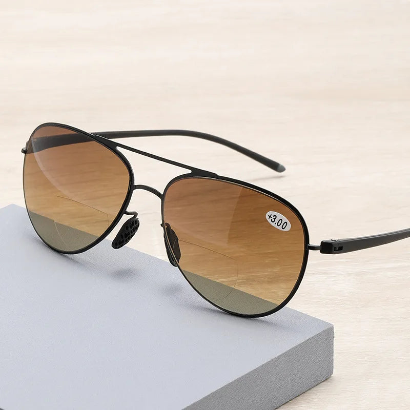 Double-light Reading Glasses Blue Light Blocking Aviator Eyeglasses Ultraviolet Resistance Women Ultra Light Fashion Eyewear