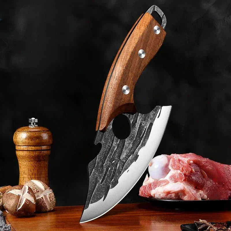 Forged Meat Cleaver Kitchen Chef Knife Fishing Boning Fruit Cutting Knife BBQ Butcher Portable Utility Knife Can Opener