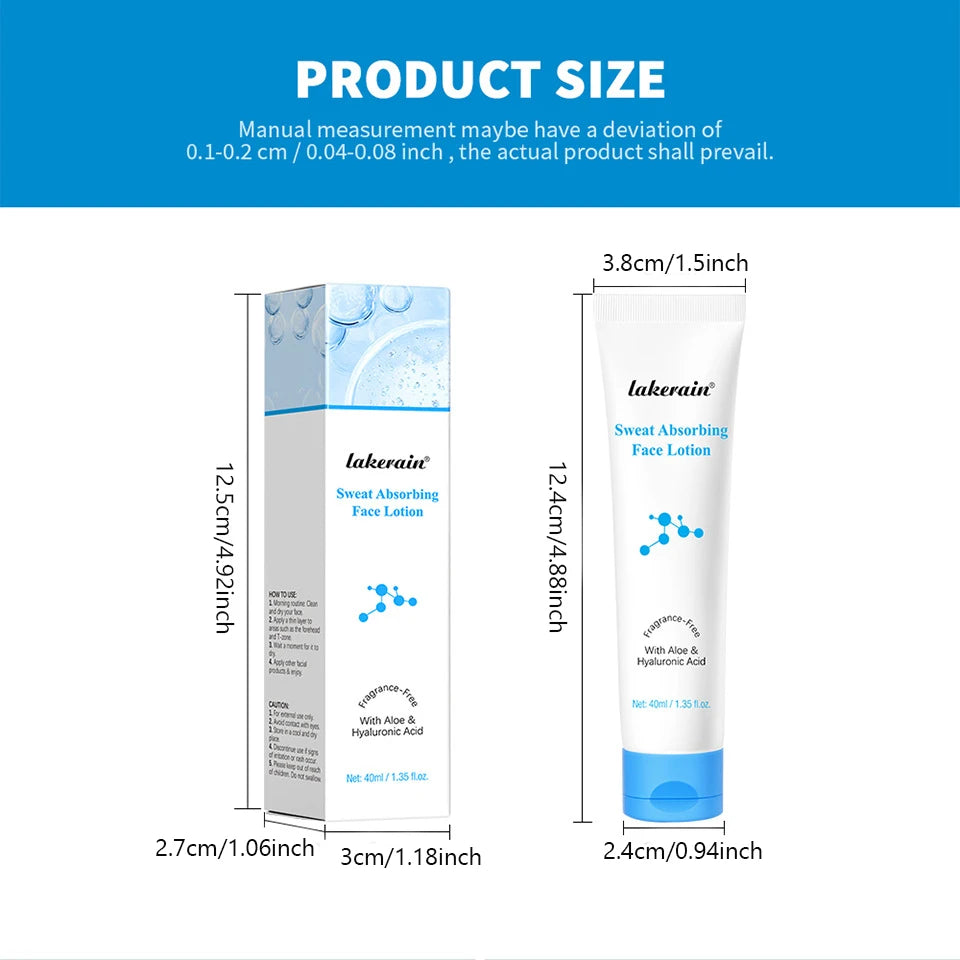 40mlOil Control Sweat Absorbing Primer Lotion, Refreshing Non-Greasy Natural Face Makeup Base