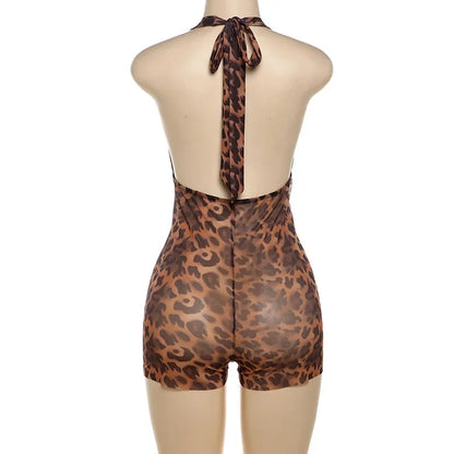 FAGADOER Sexy Mesh See Through Leopard Print Two Piece Sets Women Crop Top + Long Sleeve Coat + Shorts Outfits Female Clubwear