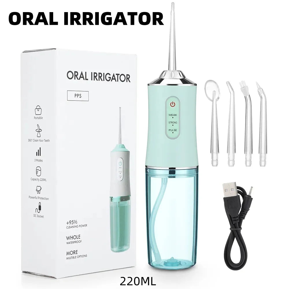 New Oral Irrigator Portable Dental Water Flosser USB Rechargeable Dental Water Jet Pick Flosser 4 Jet Tip 3 Modes Teeth Cleaner