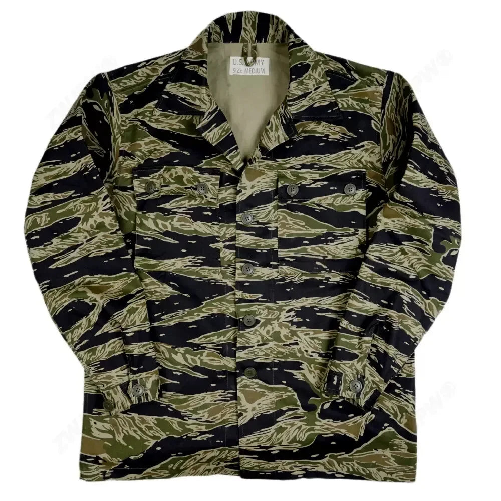 Tiger Jacket Vietnam Suit Tabby Striped Top and Pants Replica World War II Equipment Casual Training Suit WW2