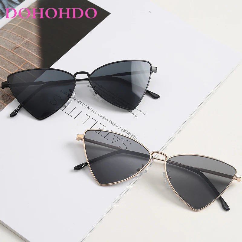 DOHOHDO Butterfly Style Triangular Metal Sunglasses For Women 2024 Luxury Brand Design Sun Glasses Men Fashion Punk Shades UV400