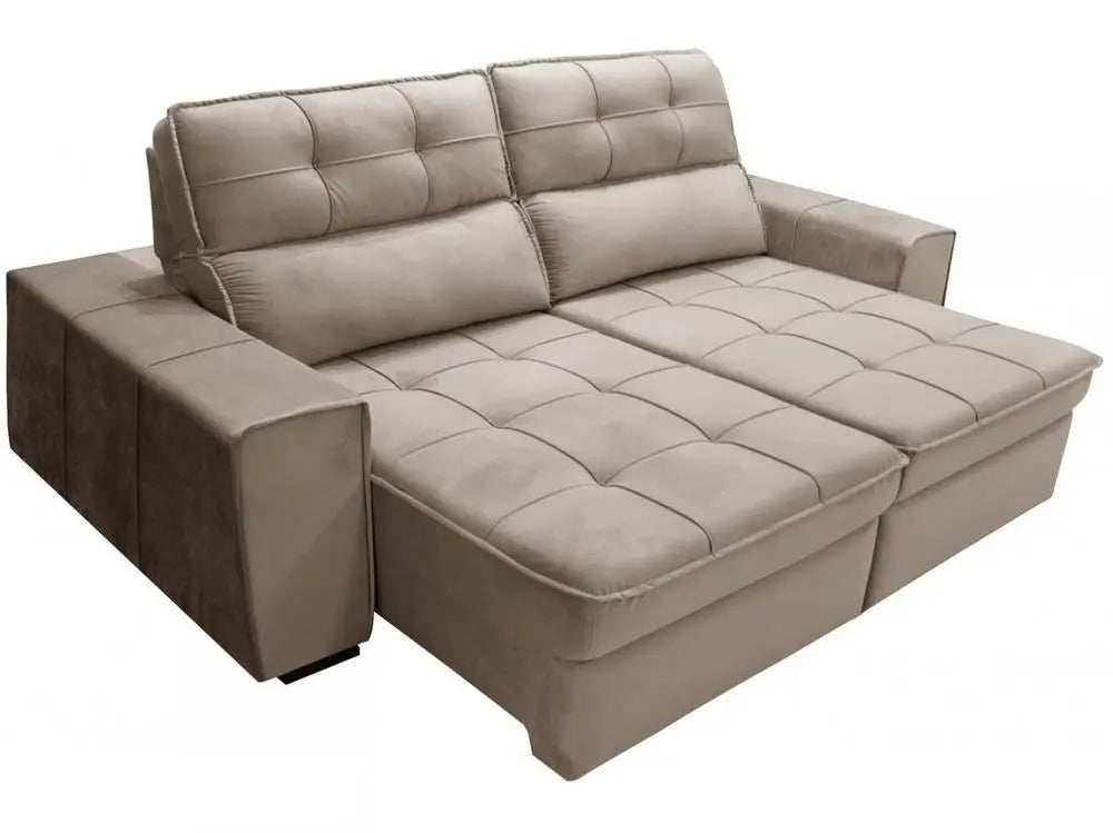 Retractable Sofa Reclining 3 Places Velvet Joly Barsa Blue Gratles
