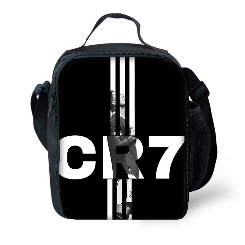 Child School Football R-RonaldoS CR7 Backpack with Lunch Bags ,Pencil Bags ,School Bags for Boys Girls Best Gift