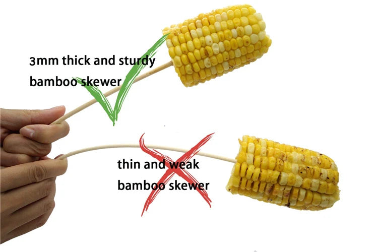 LMETJMA 90 Pcs 25cm Natural Bamboo BBQ Skewers Bamboo Sticks BBQ Kabob Skewers For Grilling Appetiser Barbecue JT47