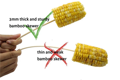 LMETJMA 90 Pcs 25cm Natural Bamboo BBQ Skewers Bamboo Sticks BBQ Kabob Skewers For Grilling Appetiser Barbecue JT47