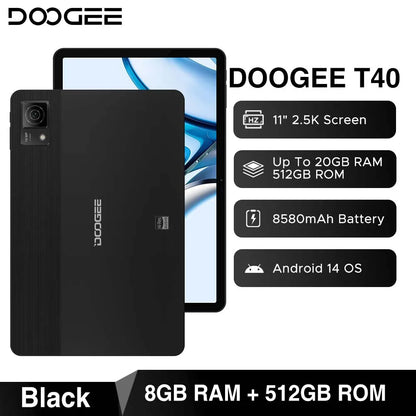 World Premiere DOOGEE T40 Tablet 11" IPS 2.5K Display 8GB 512GB Android 14 Helio G99 8580mAh 18W Charge Hi-Res Quad Speakers