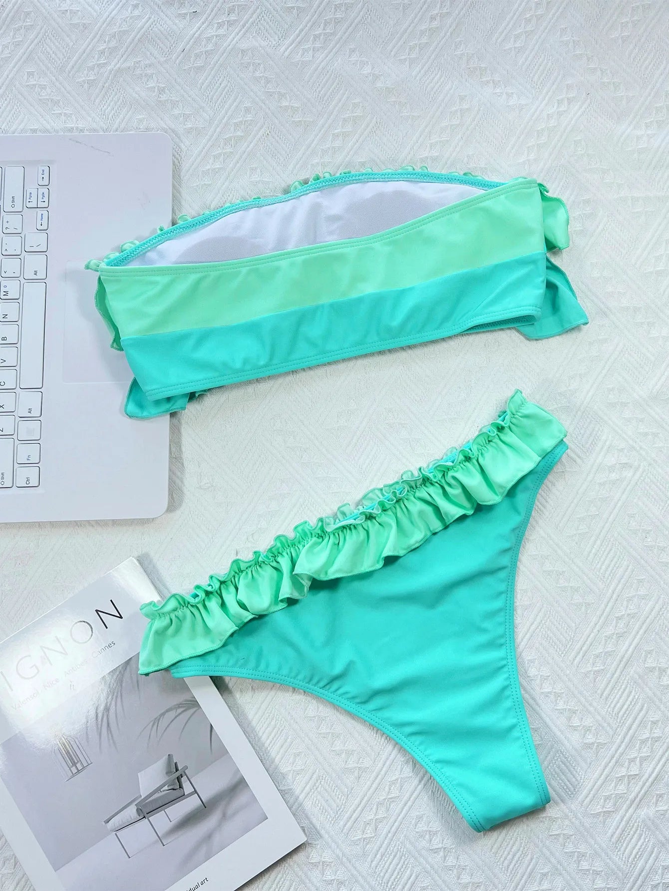 Sexy Bandeau Bikini 2025 Mujer Women Orange Patchwork Push Up Ruffles Micro Swimwear Brazilian Beach Bathing Suit Thong Swimsuit