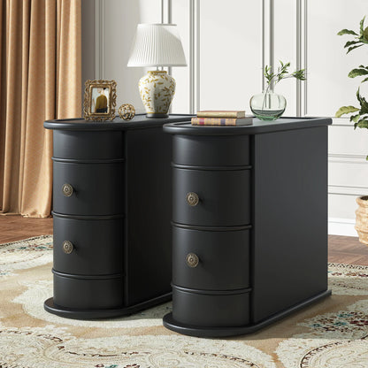 Tribesigns End Table Round Solid Wood Sofa Bedside Narrow Bedroom Side Table Nightstand with Drawer