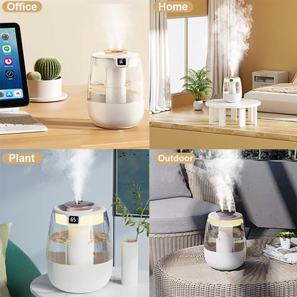 Air Humidifier Large Capacity Home Humidifier Professional Double Spray Port Mist Maker Mute Air Humidifier for Room with Light
