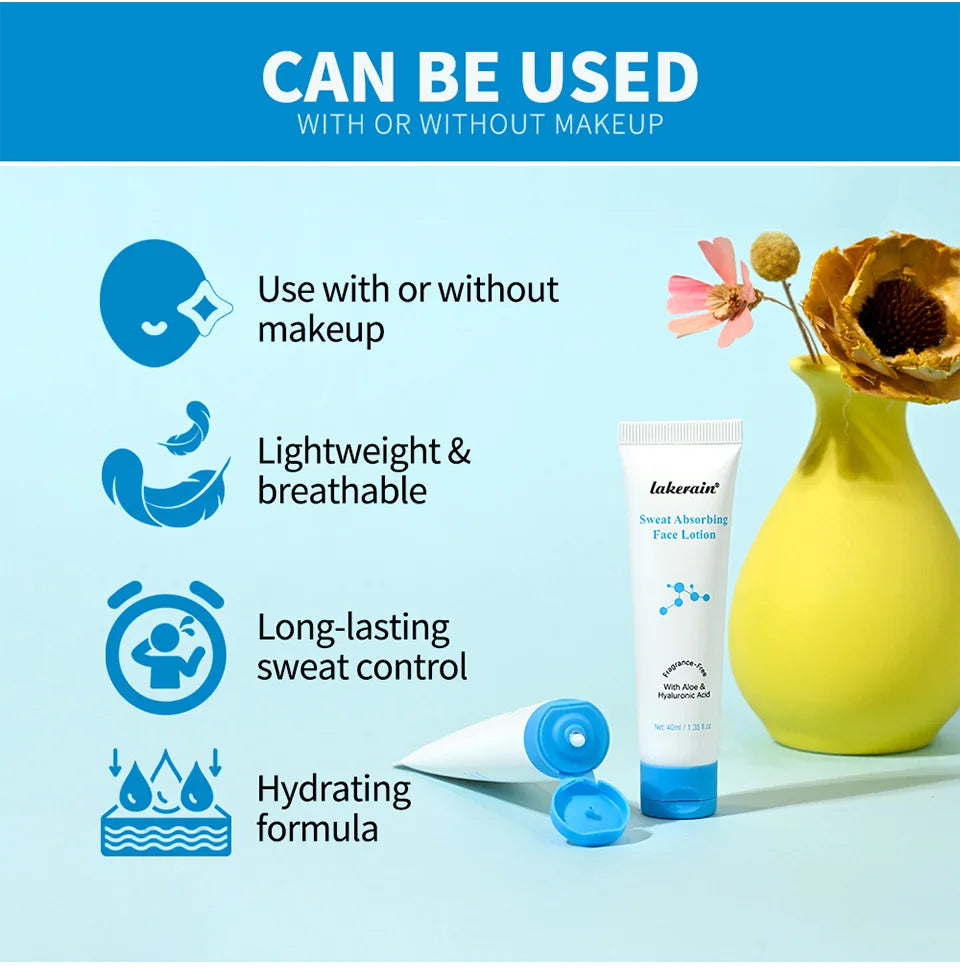40mlOil Control Sweat Absorbing Primer Lotion, Refreshing Non-Greasy Natural Face Makeup Base
