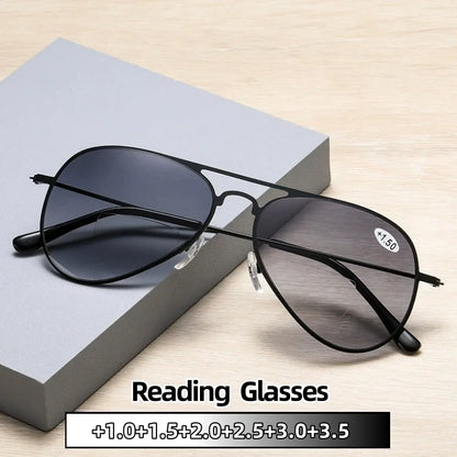 Double-light Reading Glasses Blue Light Blocking Aviator Eyeglasses Ultraviolet Resistance Women Ultra Light Fashion Eyewear