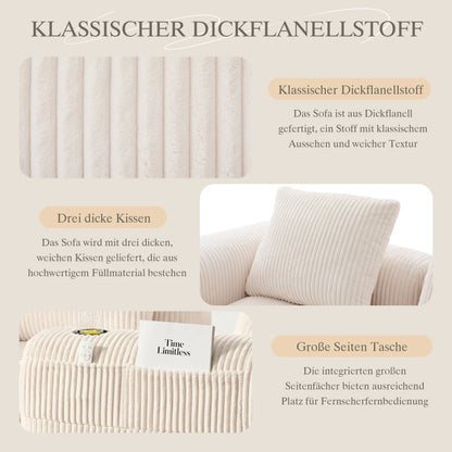 Compact Sofa Soft, Modular Sofa with Side Pocket and Beverage Holder, High Quality Comfort for Long Sitting, Incl. Pillows