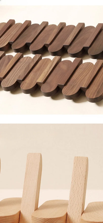 Luxury Wall Coat Rack Walnut Wood Clothes Dress Hanger Hooks Backpack Coat Pants Interior Furniture Bedroom Clothing Storage