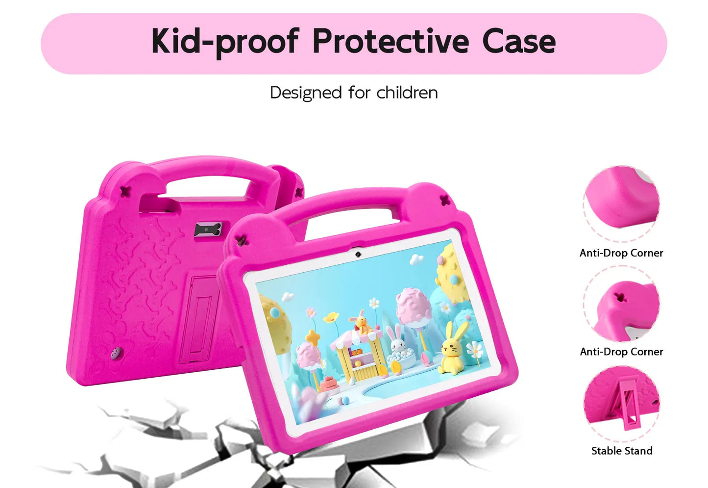 Paitanry 10.1 Inch Kids Tablet 8GB(4+4 Expand) RAM 64GB ROM CPU A523 2.0GHZ 5000Mah Octa-Core Learning Education Children Tablet