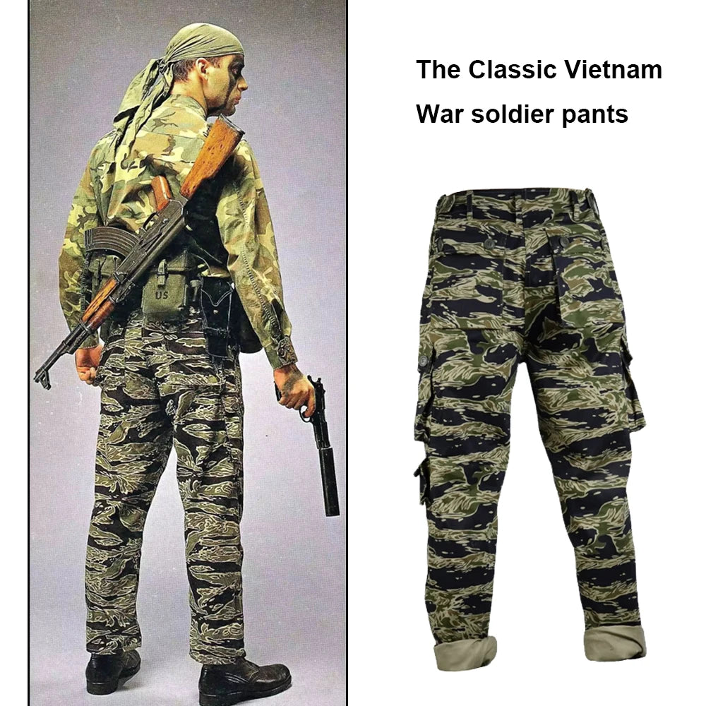 Tiger Jacket Vietnam Suit Tabby Striped Top and Pants Replica World War II Equipment Casual Training Suit WW2