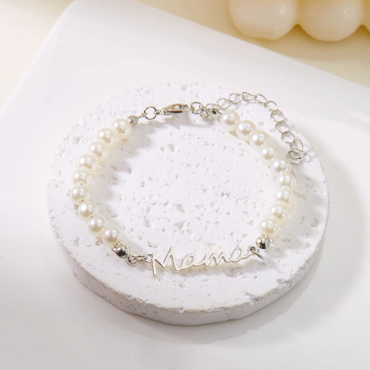 Imitation Pearl Letter Mama Pendant Bracelets Fashion Charms Stainless Steel Chains Bracelet for Women Jewelry Mother&