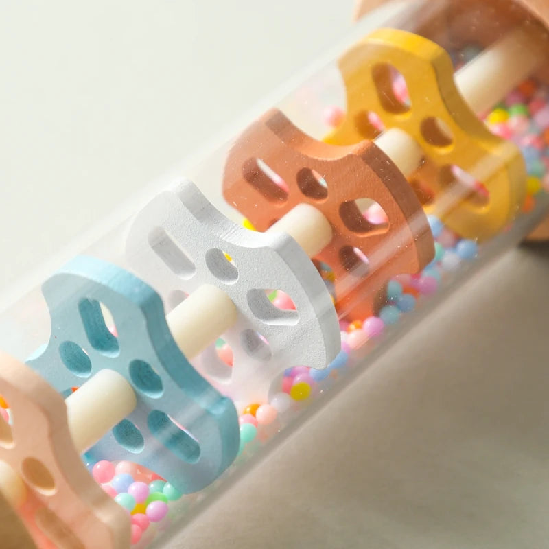 Montessori Baby Rain Stick Rainbow Hourglass Rain Music Rattle Baby Educational Toy Montessori Sensory Toys for Kids BABY's Gift