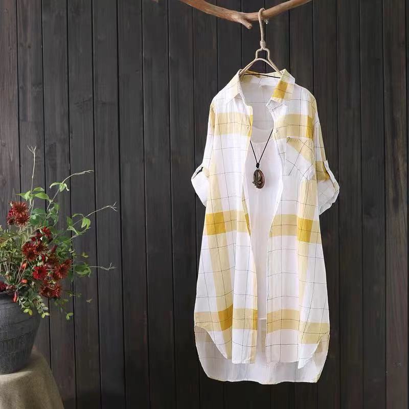 Print Letter Medium Long Blouses Loose Shirts Female Summer Beach Sunscreen Women Tops Women's Casual Street Style